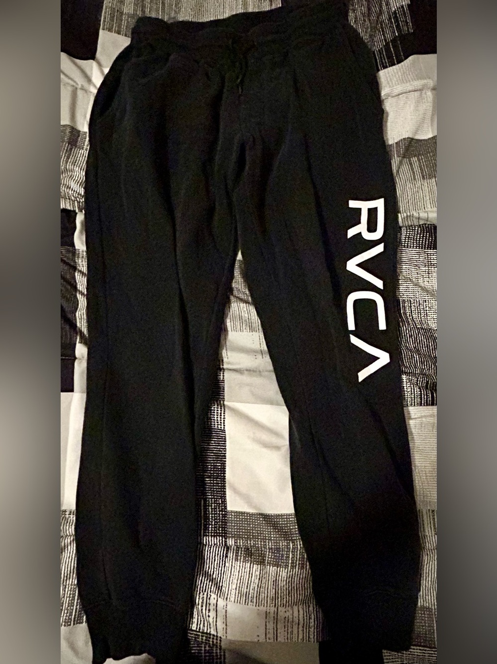 RVCA Black Jogger Sweatpants with White Side Logo